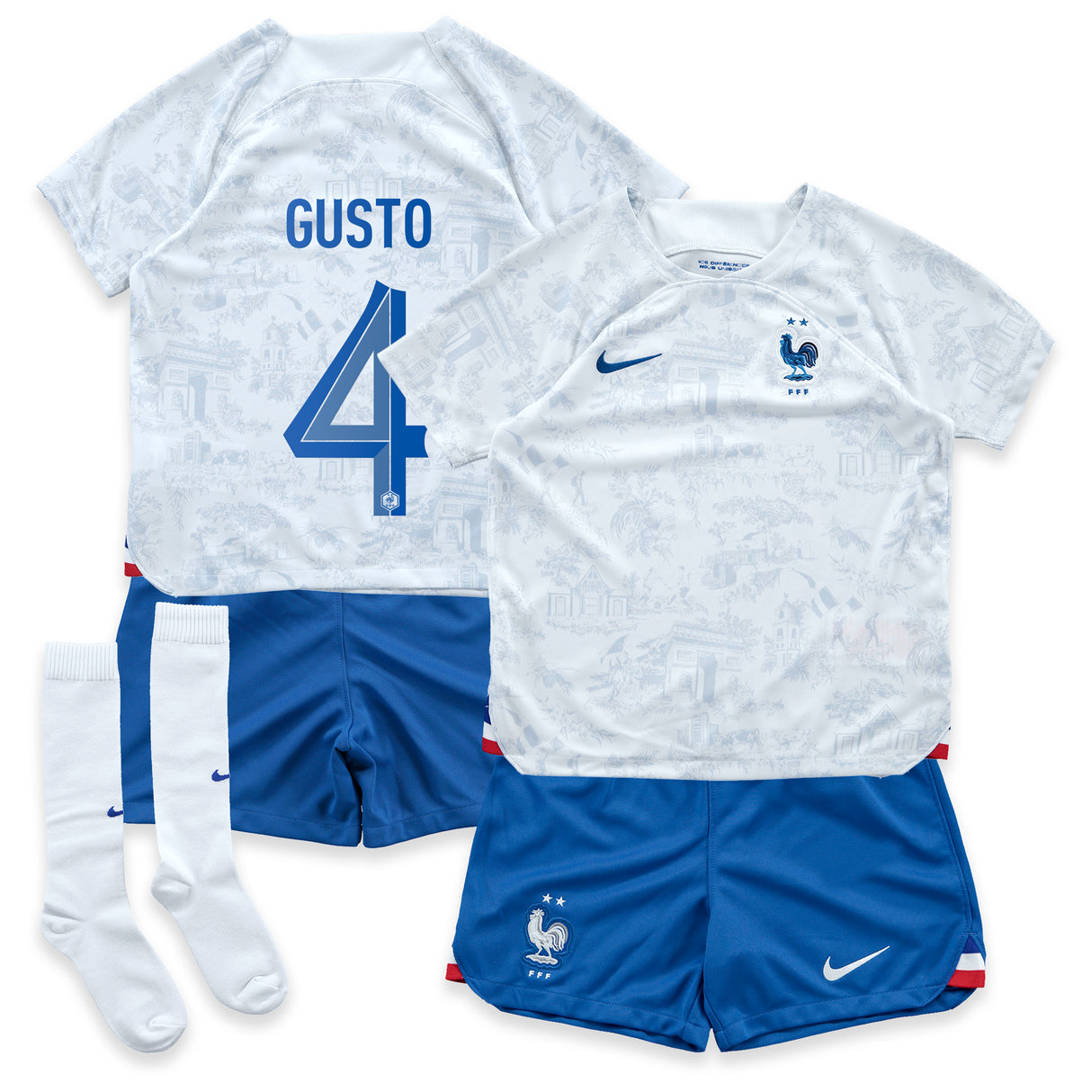 France Away Stadium Kit 2022 - Little Kids with Gusto 4 printing - Kit Captain