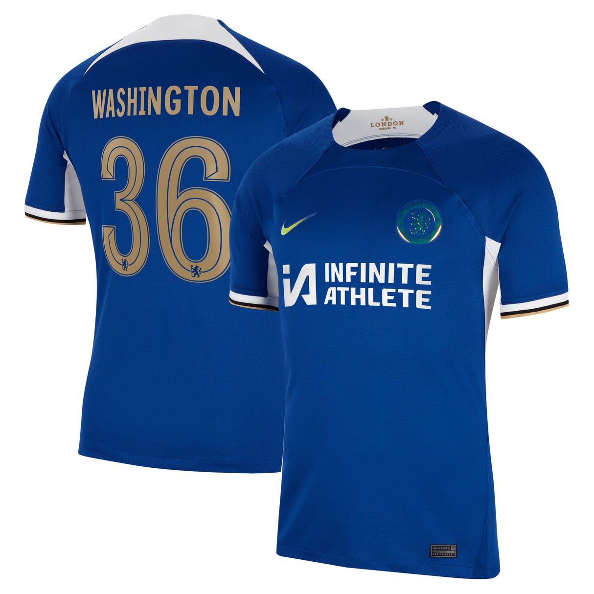 Chelsea Cup Nike Home Stadium Sponsored Shirt 2023-24 with Washington 36 printing