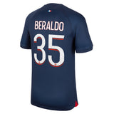 Paris Saint-Germain Nike Home Stadium Shirt 2023-24 with Beraldo 35 printing