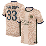 PSG Jordan Fourth Stadium Shirt 23/24 with Zaïre-Emery 33 printing