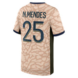 PSG Jordan Fourth Stadium Shirt 23/24 - Kids with N.Mendes 25 printing