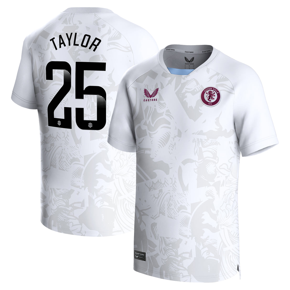 Aston Villa WSL Away Stadium Shirt 2023-24 - Kids with Taylor 25 printing