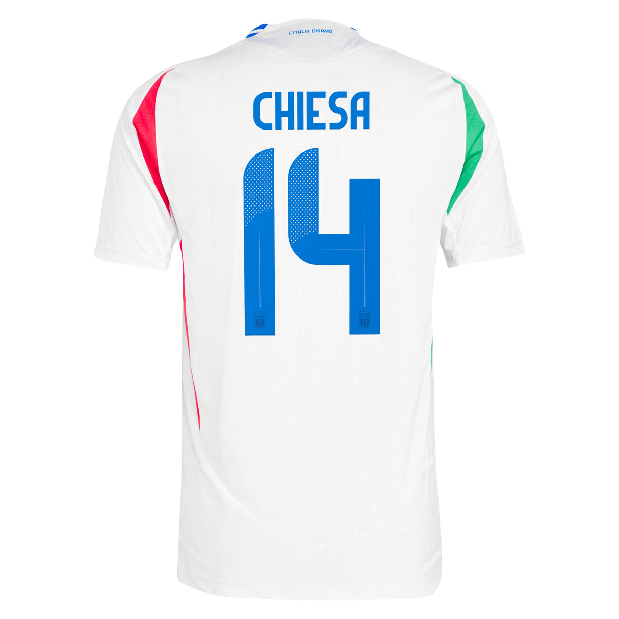 Italy adidas Away Authentic Shirt 2024 with Chiesa 14 printing