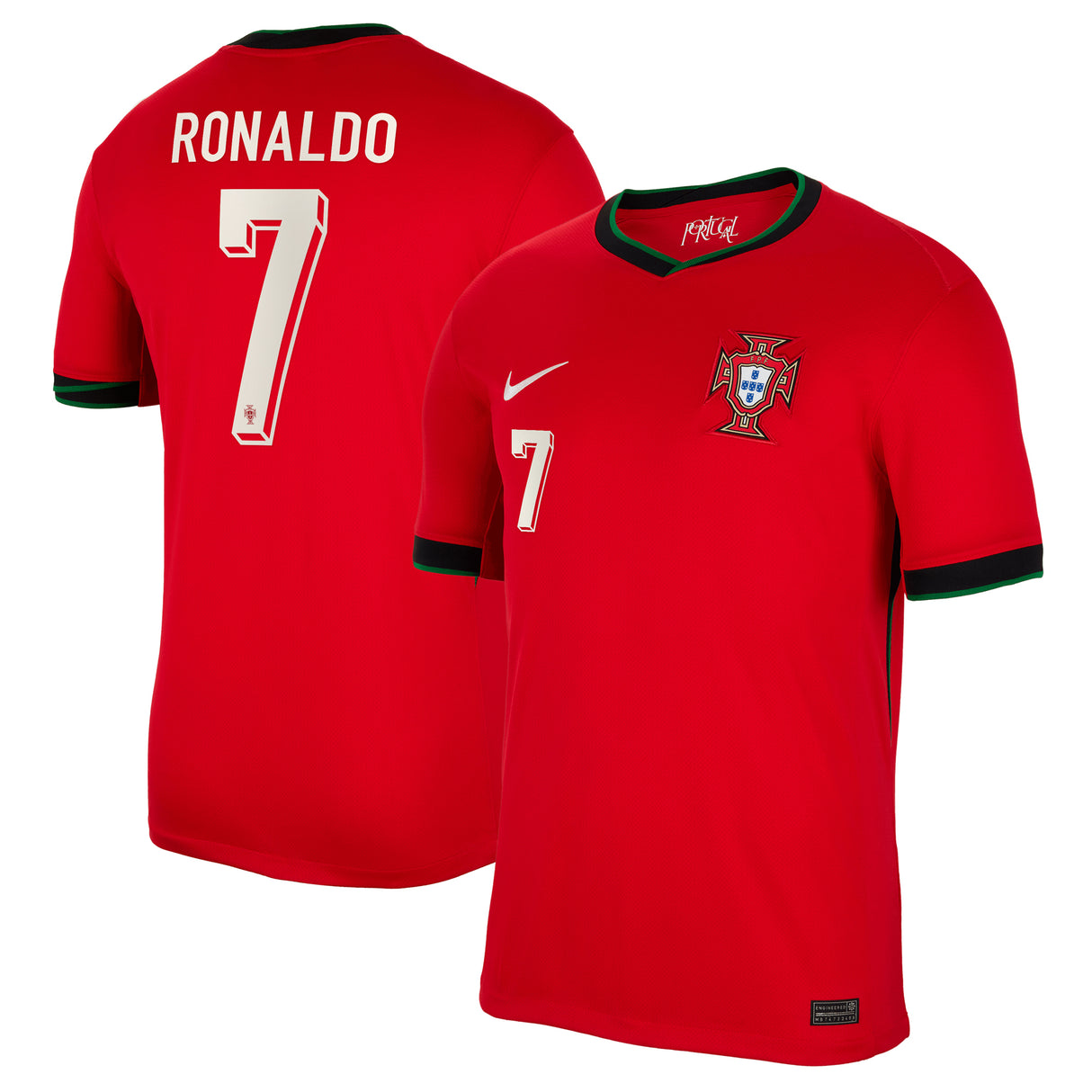 Portugal Nike Home Stadium Shirt 2024 with Ronaldo 7 printing